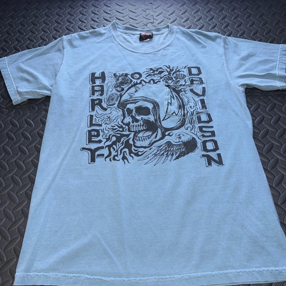 Harley-Davidson Sky Blue Skull Graphic Tee